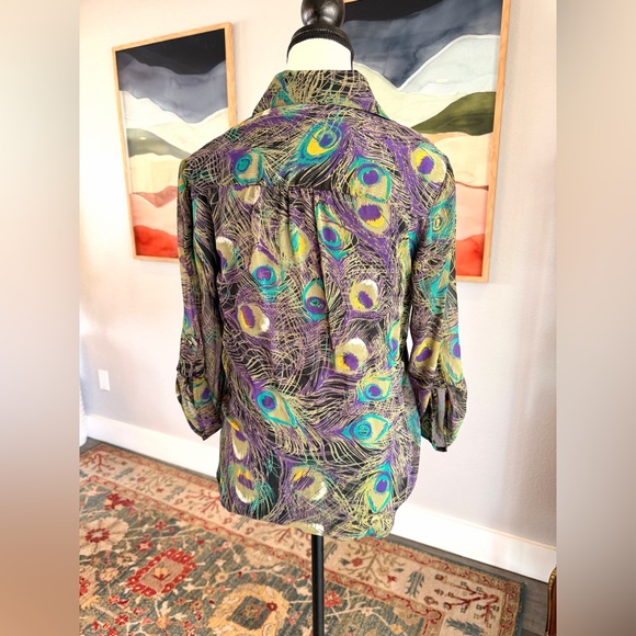 Sarah Michelle Colorful Peacock Feather Blouse - Picture 5 of 13